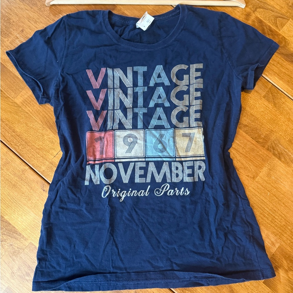 Fruit of the Loom Navy Blue Graphic Women's Tee